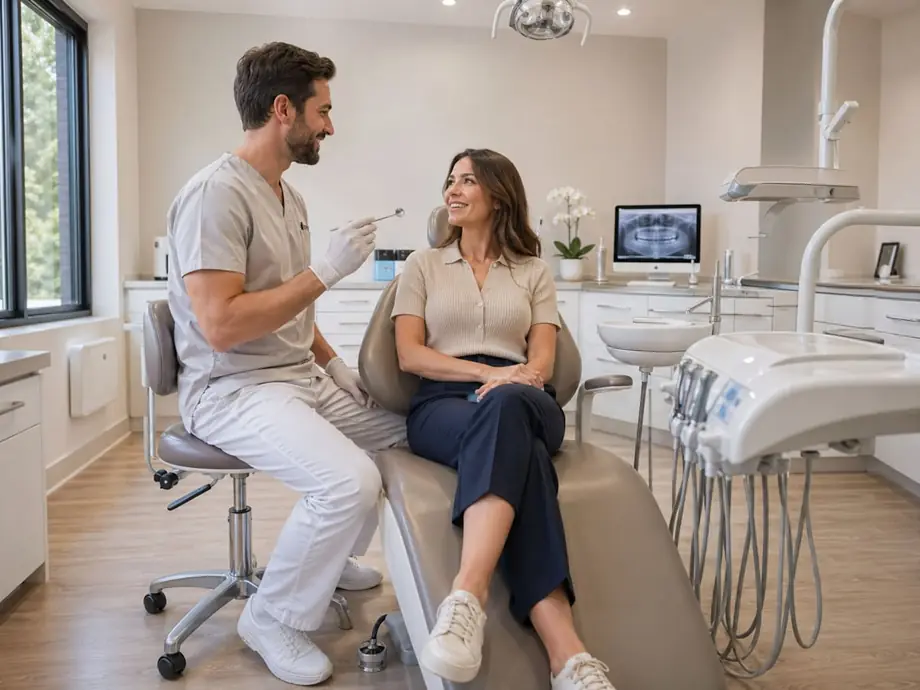 Dental consultation in a bright operatory